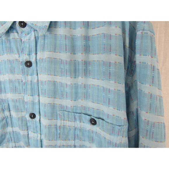 Carbon2Cobalt Men's Blue Sea Change Chambray Plaid Button Up LS Shirt Size XLT - Picture 4 of 7